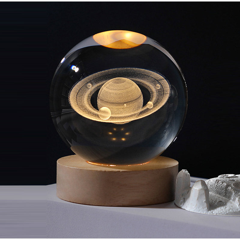 3D Crystal Planet Ball With Base